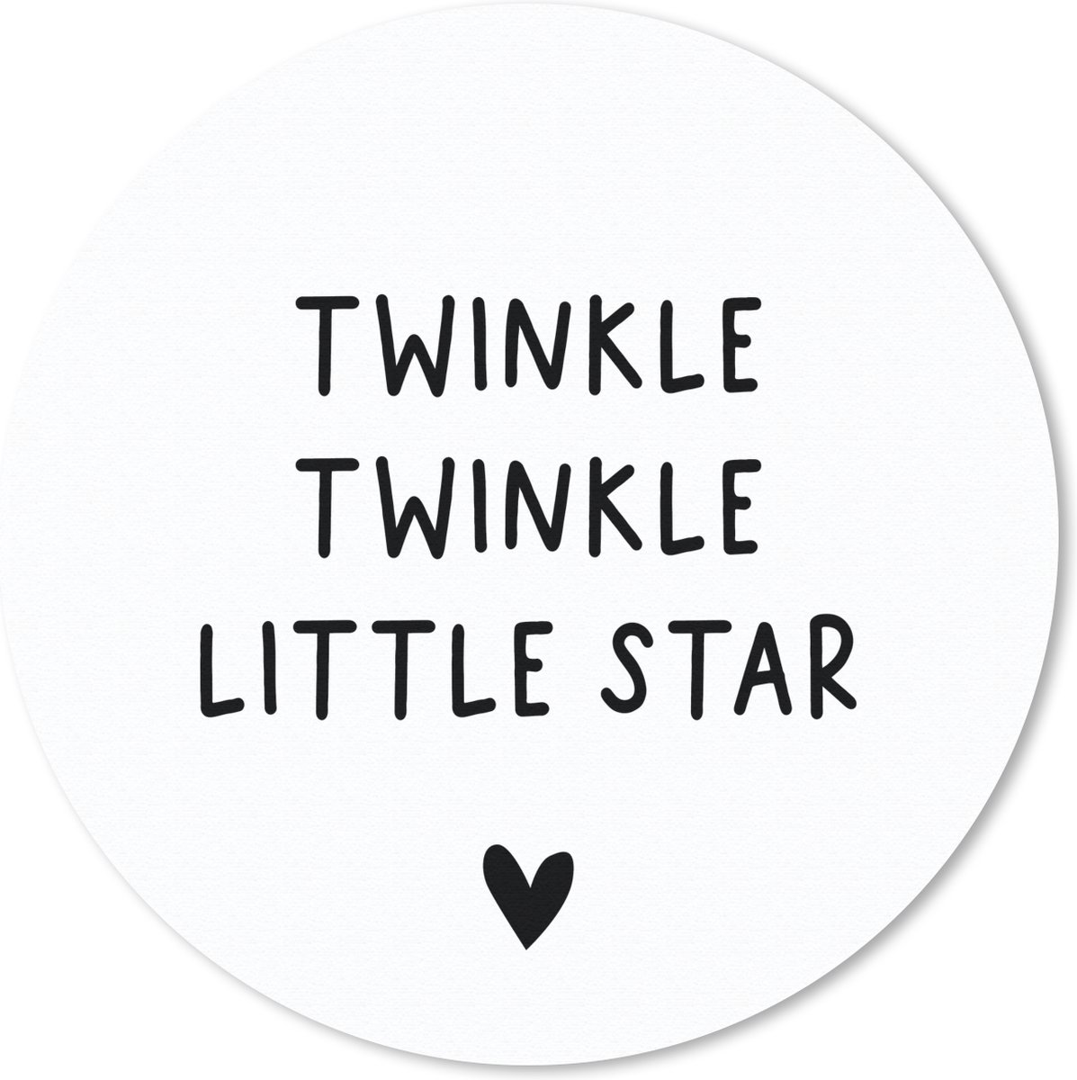 Muismat rond 30x30 cm - Mousepad Engelse quote "Twinkle twinkle little star" met een hartje tegen een witte achtergrond - Ronde muismatten
