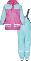 Playshoes - Regenpak met fleecevoering voor kinderen- Turquoise/Roze - maat 128cm