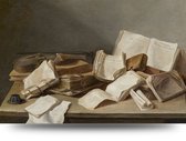 Maison de France - Aluminium Stilleven – boeken - aluminium - 80 x 120 cm
