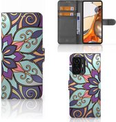 Mobiel Bookcase Xiaomi 11T | 11T Pro Smartphone Hoesje Purple Flower