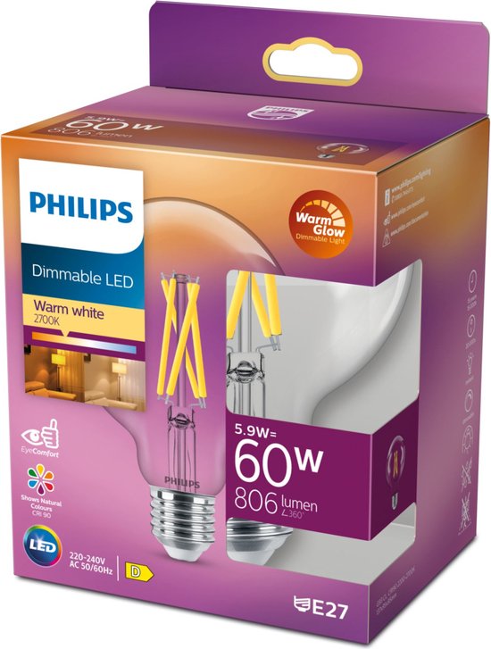 Philips LED - W - Dimbaar warmwit licht