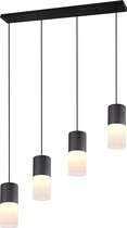 LED Hanglamp - Trinon Roba - E27 Fitting - 4-lichts - Rechthoek - Mat Zwart - Aluminium