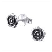 Aramat jewels ® - Zilveren oorbellen roosjes 925 zilver 5mm geoxideerd