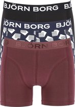 Björn Borg boxershorts Core (3-pack) - heren boxers normale lengte - zwart - bordeaux en een zwart met witte print -  Maat: L