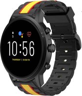 Siliconen Smartwatch bandje - Geschikt voor  Fossil Gen 5 Special Edition band - zwart/geel - Strap-it Horlogeband / Polsband / Armband
