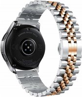 Stalen Jubilee smartwatch bandje - geschikt voor Fossil Gen 5 / Gen 5e 44mm / Gen 6 44mm - zilver/rosé goud