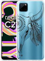 Realme C21Y Hoesje Boho Buffalo Skull - Designed by Cazy