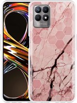 Realme 8i Hoesje Pink Marble - Designed by Cazy