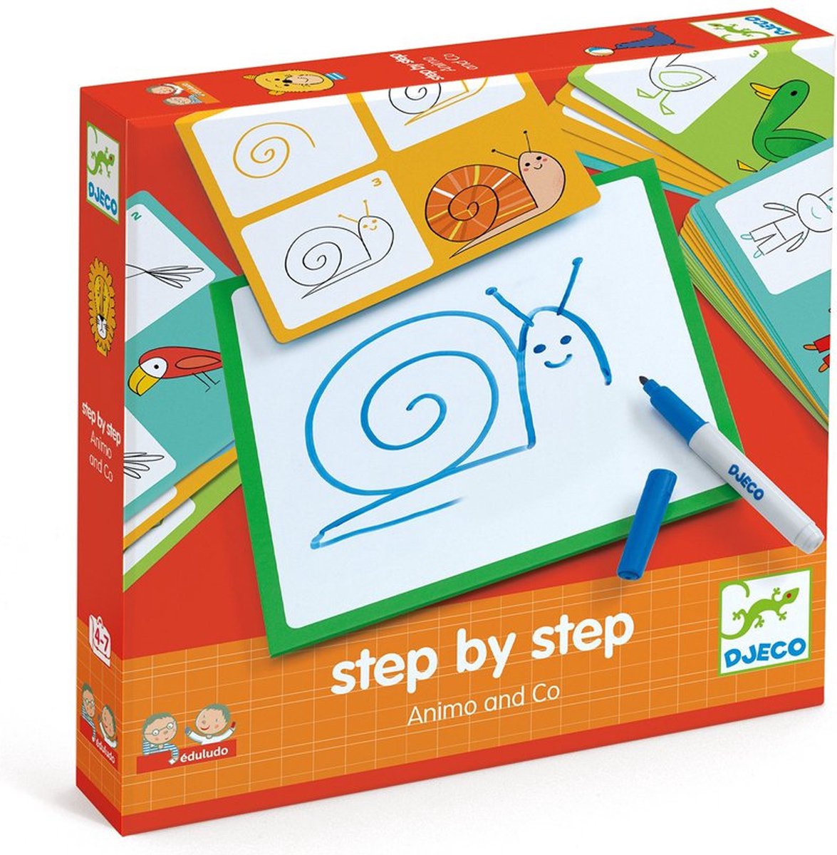 Djeco - Tekenset - Step by Step Animal&co | bol.com