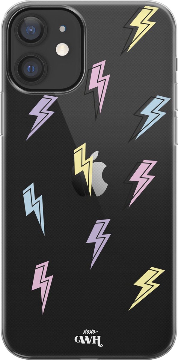 Thunder Colors - iPhone Transparant Case - Transparant hoesje geschikt voor de iPhone 12 hoesje - Doorzichtig hoesje geschikt voor iPhone 12 case - Shockproof hoesje Thunder Colors