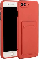 iPhone 7 / 8 siliconen Pasjehouder hoesje - Bordeaux rood