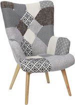 Patchwork fauteuil - Grijze stof - L 65 x D 74 x H 100 cm - HELSINKI