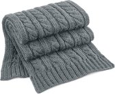 Warme kabel-gebreide winter sjaal in het zilvergrijs - Zee luxe kwaliteit van 100% acryl - Dames/heren/volwassenen