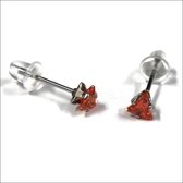 Aramat jewels ® - Zirkonia zweerknopjes driehoek 4mm oorbellen robijn rood chirurgisch staal