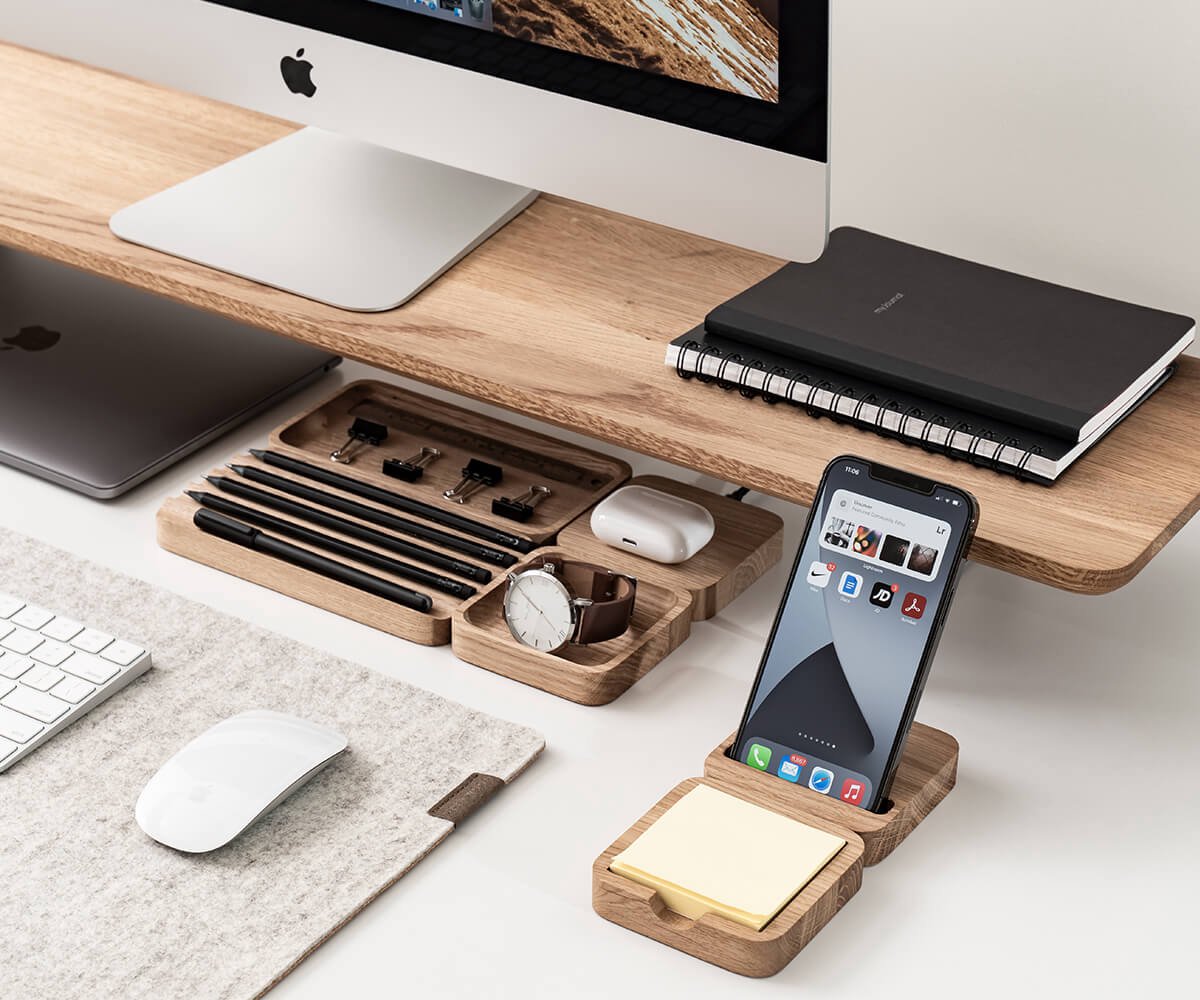 Oakywood OakyBlocks Charging Pad - Massief Eikenhout - Draadloze OPlader voor Modulaire Bureau Organiser — cadeau in Wonen & Interieur - foto 3