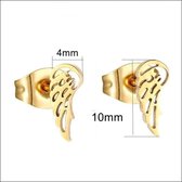 Aramat jewels ® - Goudkleurige zweerknopjes vleugel oorbellen chirurgisch staal 10x4mm