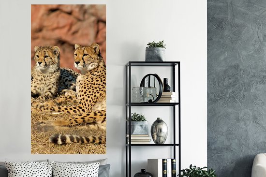 Stickers Stickers muraux - Mère Cheetah et petits - 80x160 cm - Film adhésif