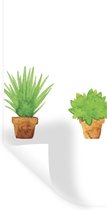 Muurstickers - Sticker Folie - Bloempot - Waterverf - Planten - 80x160 cm - Plakfolie - Muurstickers Kinderkamer - Zelfklevend Behang - Zelfklevend behangpapier - Stickerfolie