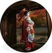 WallCircle - Wandcirkel - Muurcirkel - Geisha bij Gion in Japan - Aluminium - Dibond - ⌀ 30 cm - Binnen en Buiten