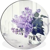 Lilas dans un vase cercle mural aluminium - ⌀ 120 cm - peinture ronde - tirage photo sur aluminium / dibond / cercle mural / cercle vivant / cercle jardin (décoration murale)