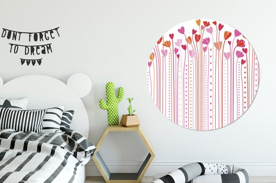 WallCircle - Wall Circle - Wall Circle Indoor - Une Illustration de Cœurs en Croissance - 120x120 cm - Décoration murale - Peintures Ronds XXL