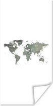 Wereldkaart Muur - Wereldkaart - Groen - Wit - 20x40 cm - Poster