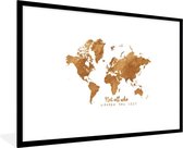 Fotolijst incl. Poster - Wereldkaart - Brons - Touw - 90x60 cm - Posterlijst