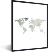 Fotolijst incl. Poster - Wereldkaart - Aquarelverf - Minimalisme - 60x80 cm - Posterlijst