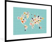 Fotolijst incl. Poster - Wereldkaart - Bloemen - Matisse - 120x80 cm - Posterlijst
