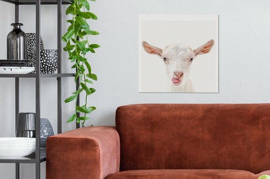Toile Peinture Animaux - Chèvre - Wit - 50x50 cm - Décoration murale