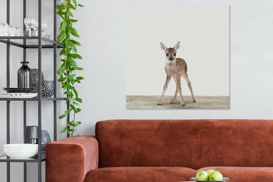 Toile Peinture Animaux - Cerf - Bébé - 90x90 cm - Décoration murale