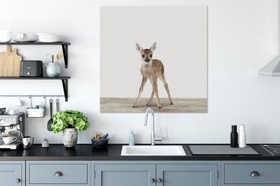 Toile Peinture Animaux - Cerf - Bébé - 90x90 cm - Décoration murale