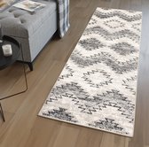 Tapiso Ethno Tapijtloper Beige Boho Slaapkamer Woonkamer Gang Franjes Maat- 80x200