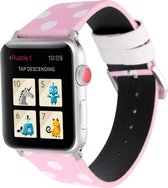 Mobigear Dotted Bandje voor Apple Watch Series 6 (44mm) - Wit / Roze