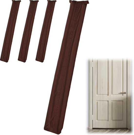 Relaxdays 4x pare-brise porte - coupe-feu - portes jusqu'à 8 cm d'épaisseur - pare-brise marron