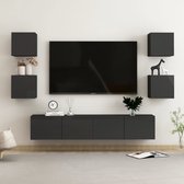 vidaXL 6-delige Tv-meubelset spaanplaat hoogglans zwart