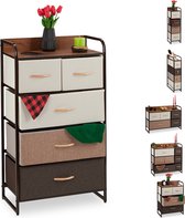 Ladekast - 5 lades - stalen frame - 100 x 58 x 31,5 cm - slaapkamer - bruin