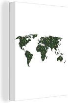 Décoration murale Wereldkaart - Plantes - Vert - Toile - 90x120 cm
