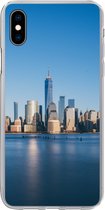 Geschikt voor iPhone Xs hoesje - New York - Skyline - Blauw - Siliconen Telefoonhoesje