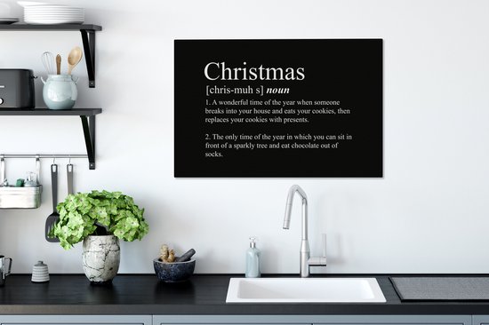 Tableau sur toile Noël - Proverbes - Définition de Noël - Citations - Dictionnaire - 90x60 cm - Décoration murale