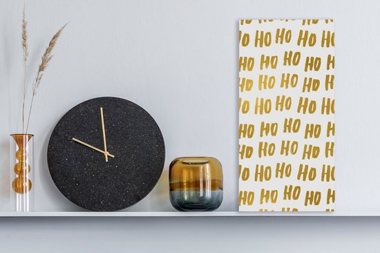 Peinture sur toile Citations - Père Noël - Dictons - Ho ho ho - Or - 20x40 cm - Décoration murale