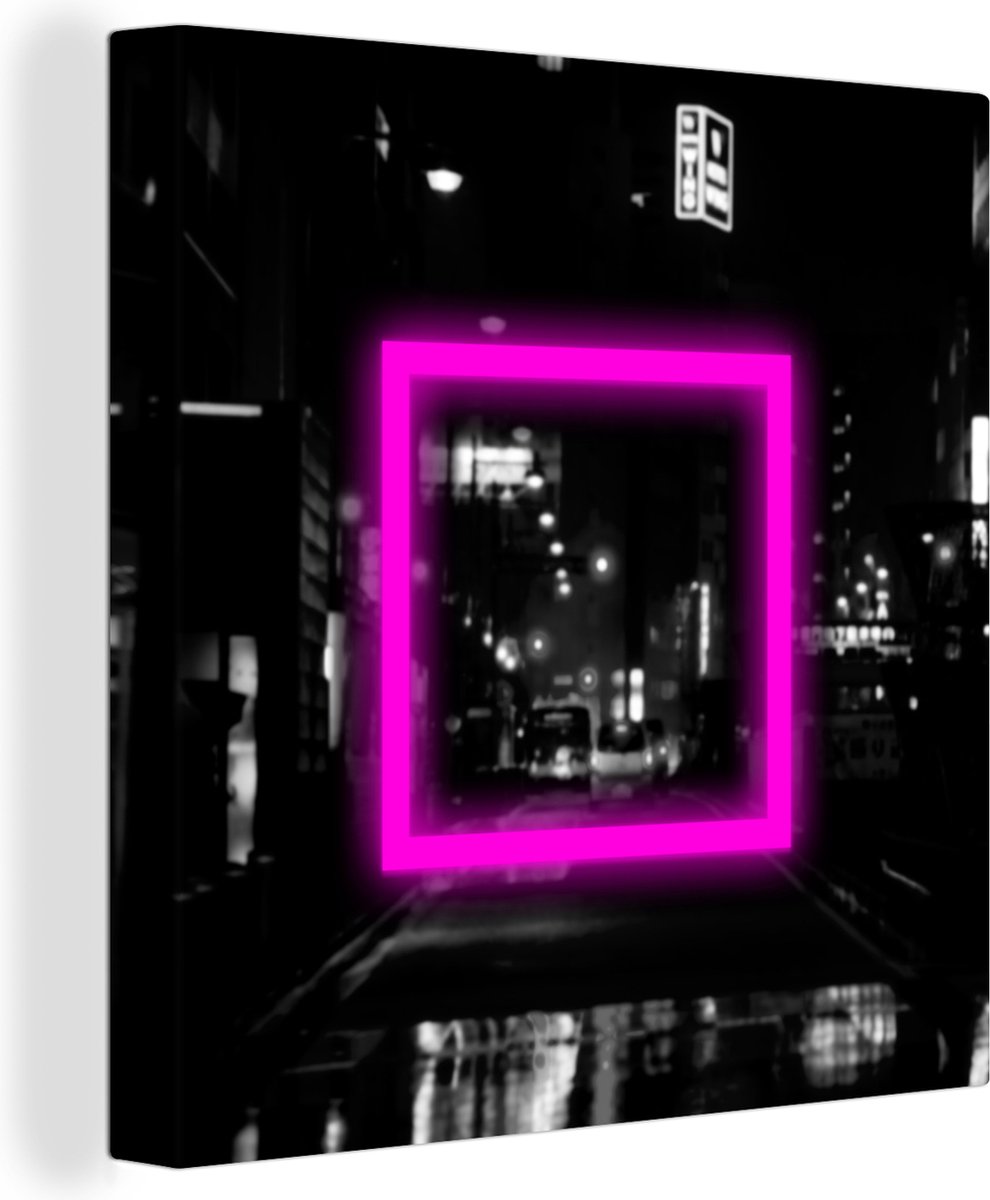 Canvas Gaming poster Gamen Roze Neon Vierkant Game Canvas