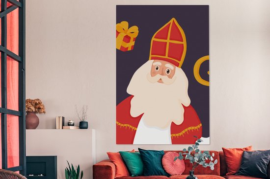 Tableau sur toile Sinterklaas - Personnel - Saint - Enfants - Garçons - Filles - Kids - 120x180 cm - Décoration murale XXL