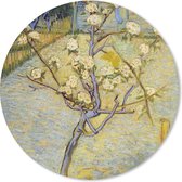 Muismat - Mousepad - Rond - Perenboompje in bloei - Vincent van Gogh - 20x20 cm - Ronde muismat