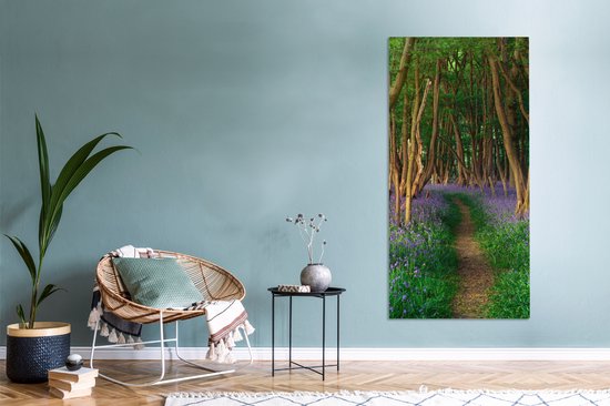 Toile Peinture Forêt - Chemin - Fleurs - 80x160 cm - Décoration murale