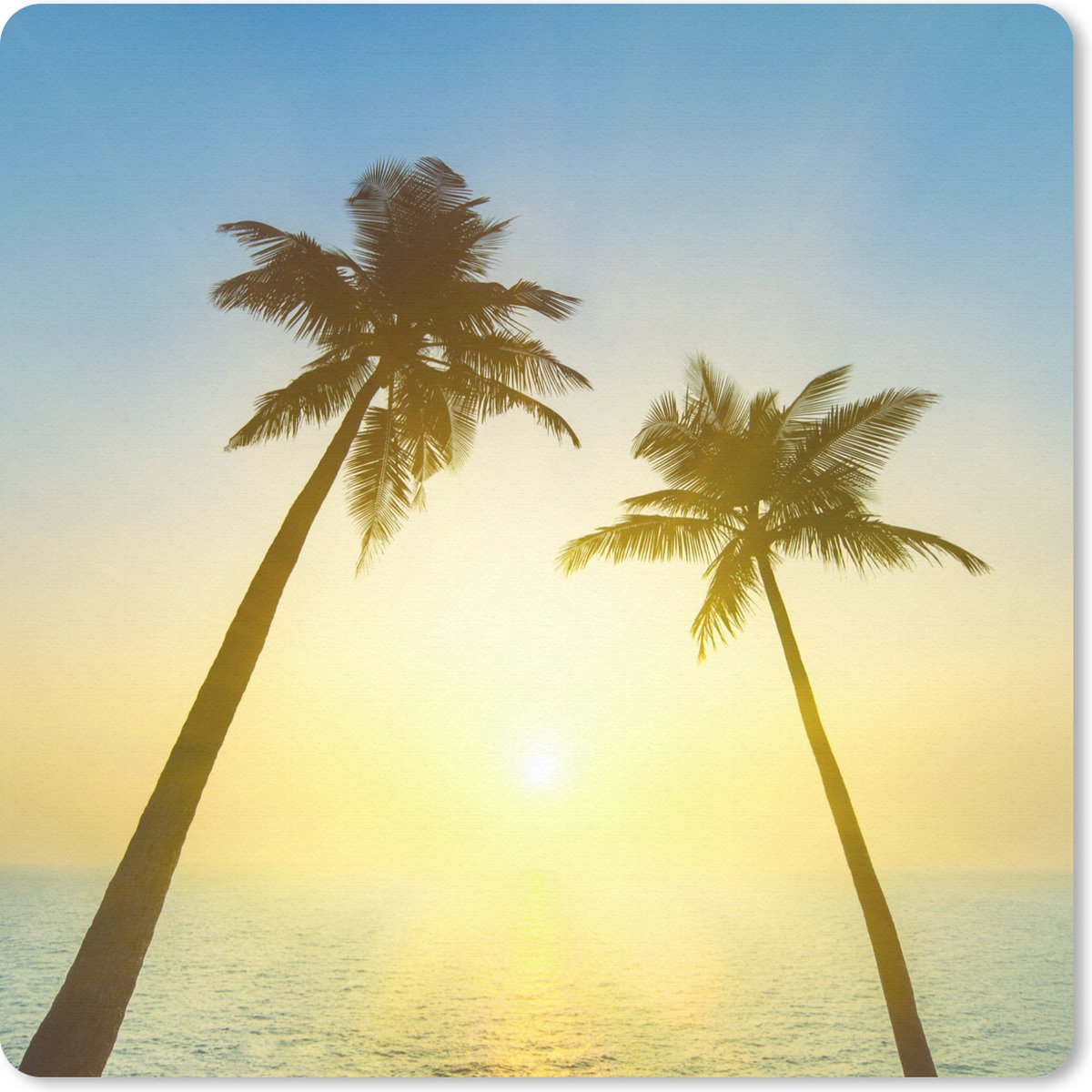 Muismat 30x30 cm - Mousepad Strand - Zonsondergang - Palmbomen - Muismatten