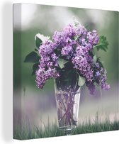 Tableau sur toile Doux parfum lilas dans un vase en verre - 90x90 cm - Décoration murale