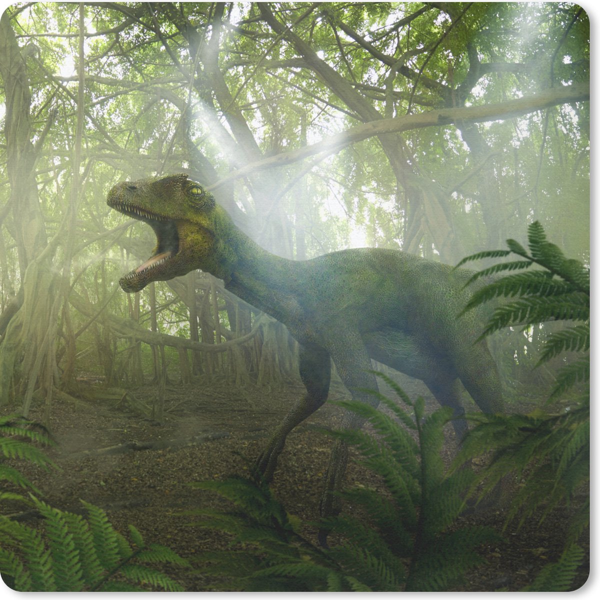 Muismat 30x30 cm - Mousepad Dinosaurus - Jungle - Planten - Muismatten