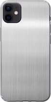 Geschikt voor iPhone 12 mini hoesje - Metaal print - Zilver - Grijs - Siliconen Telefoonhoesje