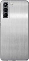 Geschikt voor Samsung Galaxy S21 hoesje - Metaal print - Zilver - Grijs - Siliconen Telefoonhoesje